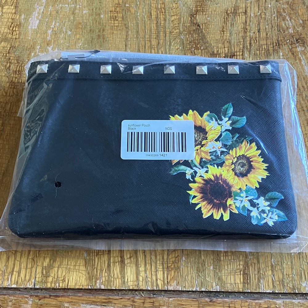 Black Studded Clutch with Sunflower Design - Picture 7 of 7